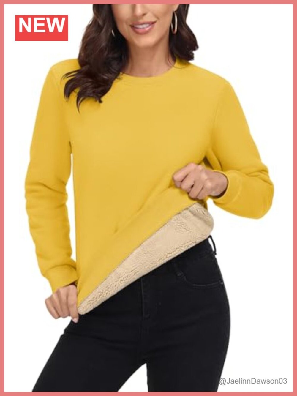 Sherpa Lined Crewneck Sweatshirt Warm Thick Fleece Pullover